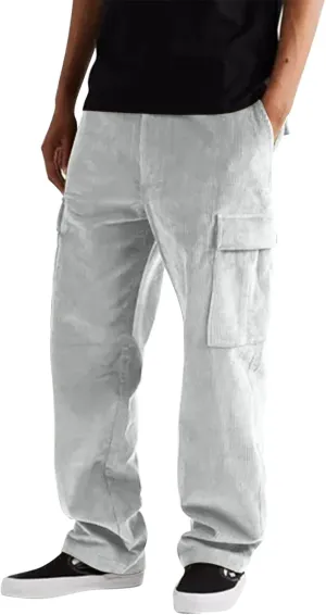 2023 Cargo Pants for Men, Mens Corduroy Trousers Stylish Casual Joggers Athletic Pant Loose Straight Sweatpants with Pockets