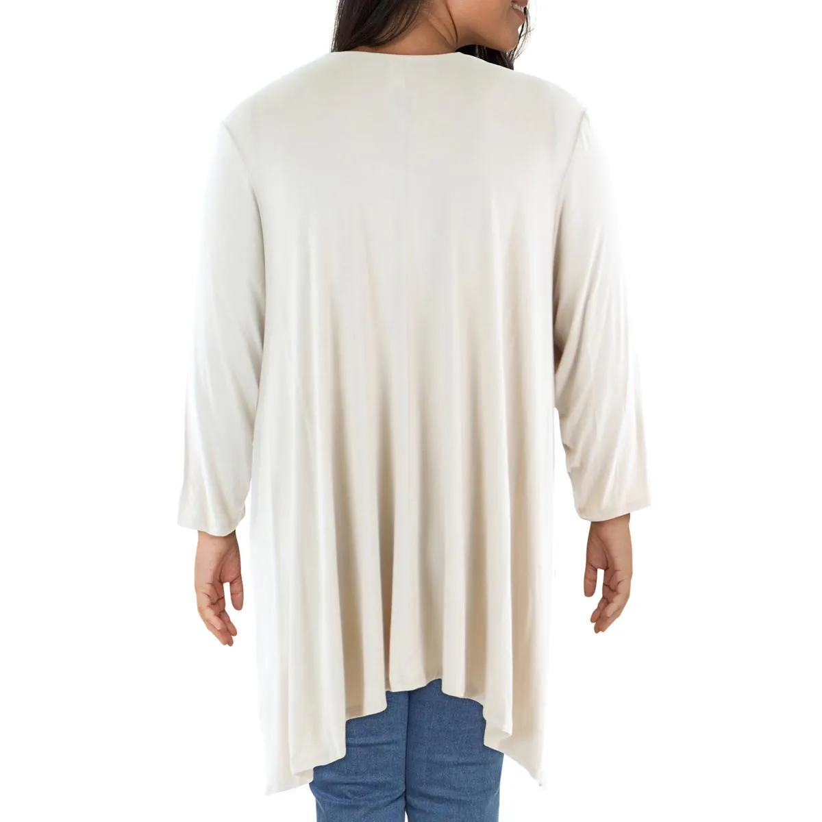 24seven Comfort Apparel Womens Plus 3/4 Sleeve Cardigan Open-Front Blazer