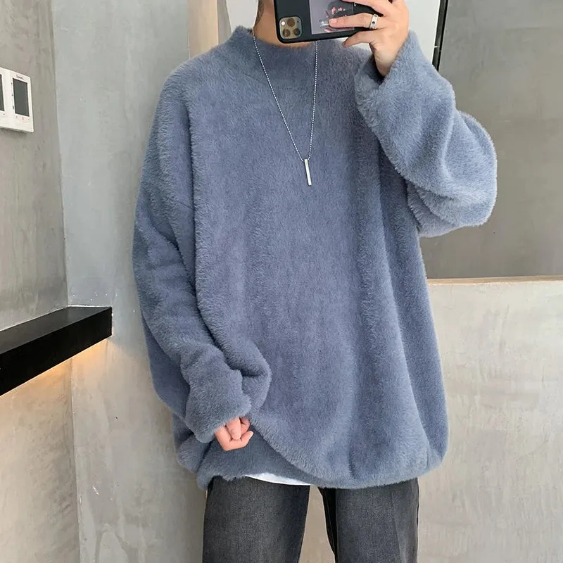 Aidase Winter New Mink Velvet Sweater Knitted Solid Sweater Men Clothes Pullover Men Sweater Casual Pullovers Bottoming Sweaters
