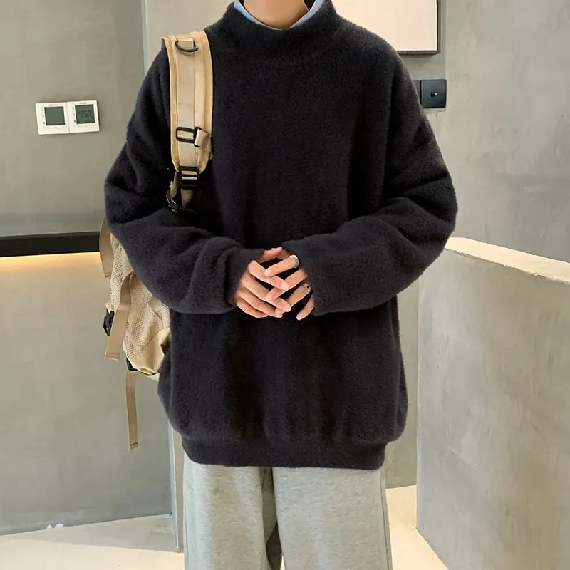 Aidase Winter New Mink Velvet Sweater Knitted Solid Sweater Men Clothes Pullover Men Sweater Casual Pullovers Bottoming Sweaters