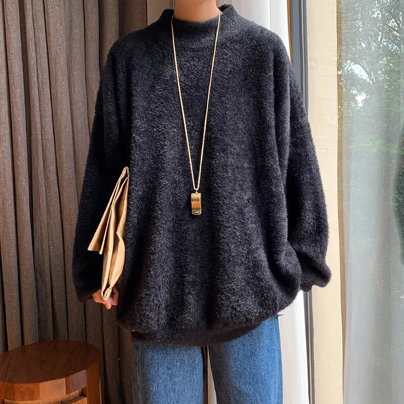 Aidase Winter New Mink Velvet Sweater Knitted Solid Sweater Men Clothes Pullover Men Sweater Casual Pullovers Bottoming Sweaters