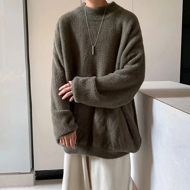 Aidase Winter New Mink Velvet Sweater Knitted Solid Sweater Men Clothes Pullover Men Sweater Casual Pullovers Bottoming Sweaters