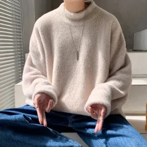 Aidase Winter New Mink Velvet Sweater Knitted Solid Sweater Men Clothes Pullover Men Sweater Casual Pullovers Bottoming Sweaters