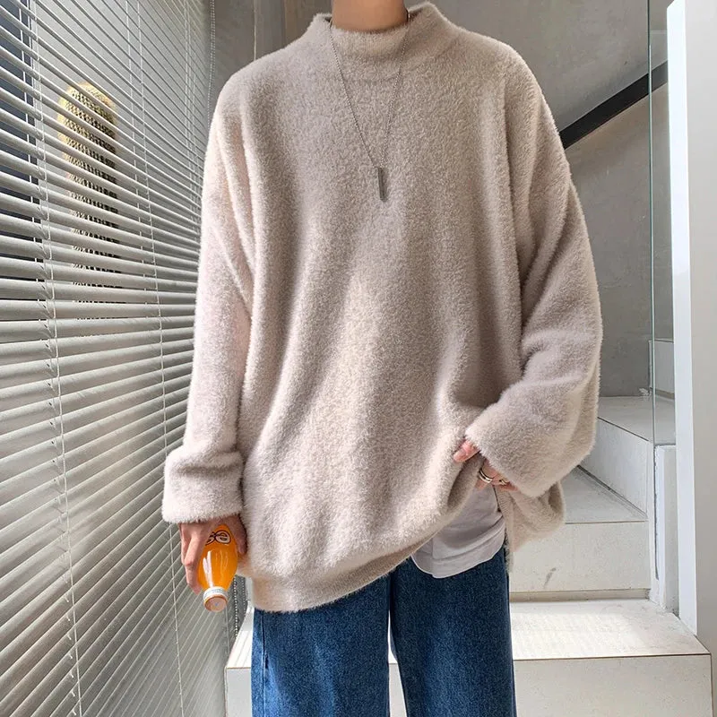 Aidase Winter New Mink Velvet Sweater Knitted Solid Sweater Men Clothes Pullover Men Sweater Casual Pullovers Bottoming Sweaters