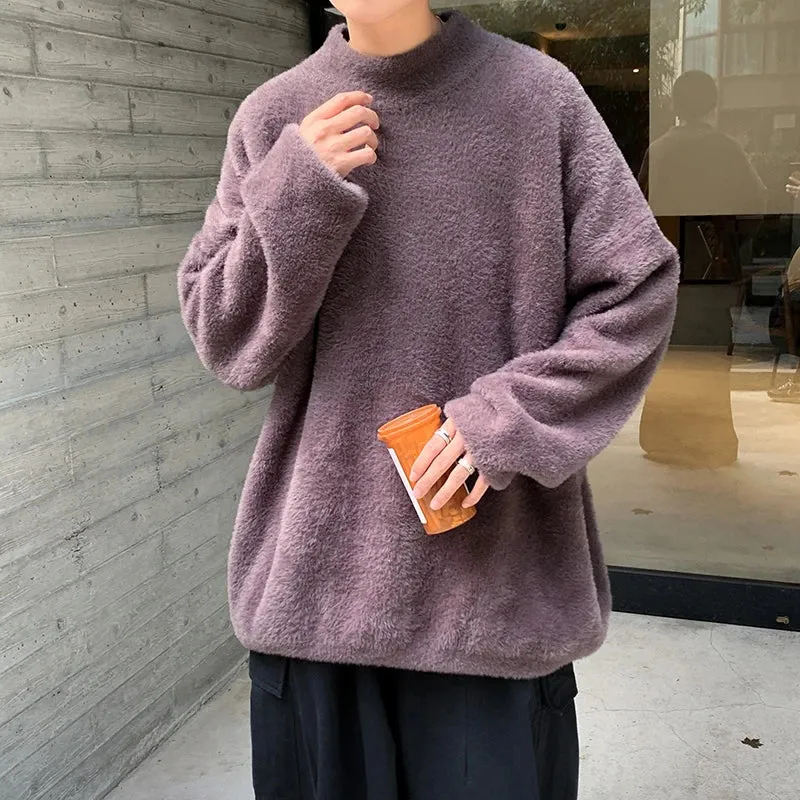 Aidase Winter New Mink Velvet Sweater Knitted Solid Sweater Men Clothes Pullover Men Sweater Casual Pullovers Bottoming Sweaters