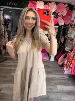 Alpine Breeze Washed Gauzy V-Neck Dress