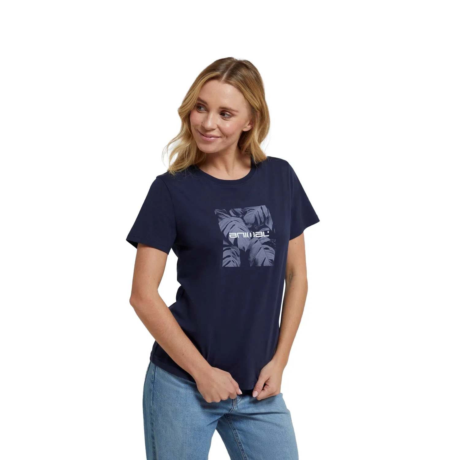 Animal Womens/Ladies Carina Leaf Print Organic Logo T-Shirt