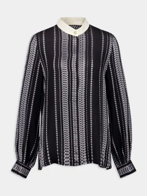 Black Hera Textured Silk Blouse