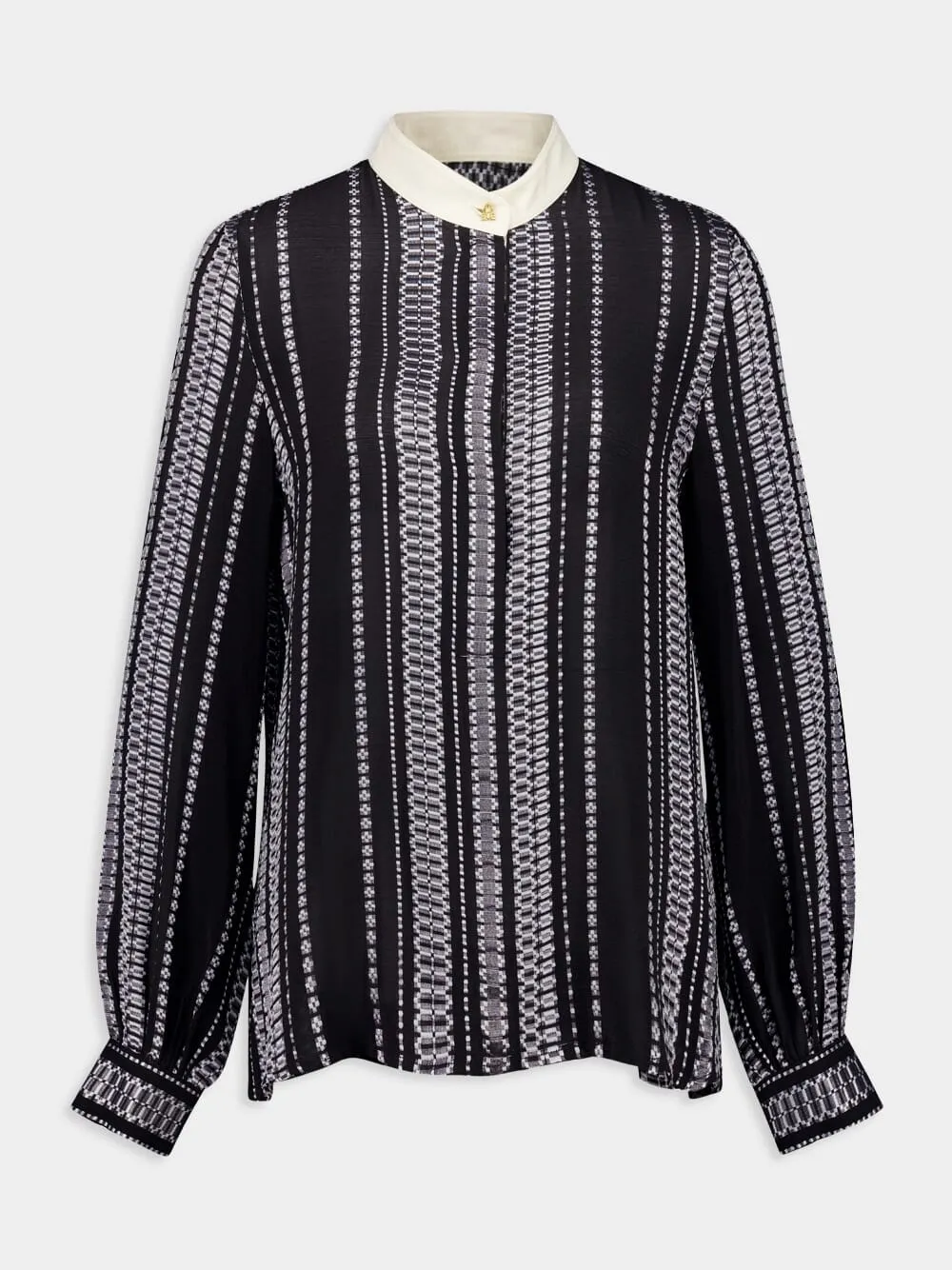 Black Hera Textured Silk Blouse