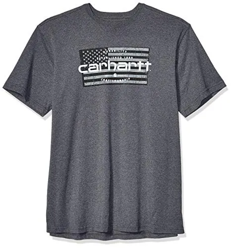 Carhartt 103567 Mens Lubbock Flag Graphic T-Shirt - Short Sleeve, Carbon Heather, Big & Tall, Size XL