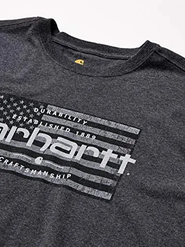 Carhartt 103567 Mens Lubbock Flag Graphic T-Shirt - Short Sleeve, Carbon Heather, Big & Tall, Size XL