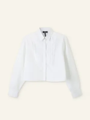 Cotton bib detail crop shirt