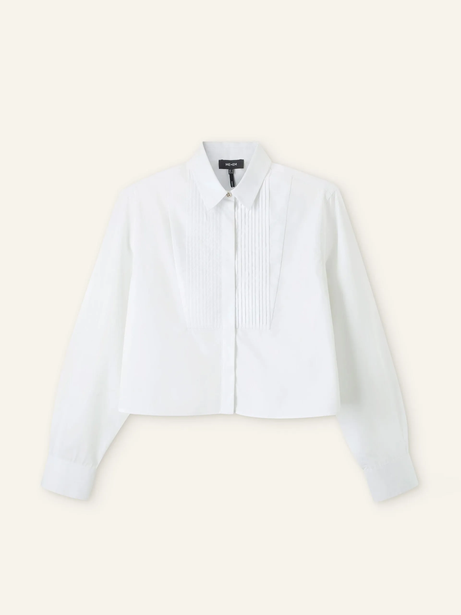 Cotton bib detail crop shirt