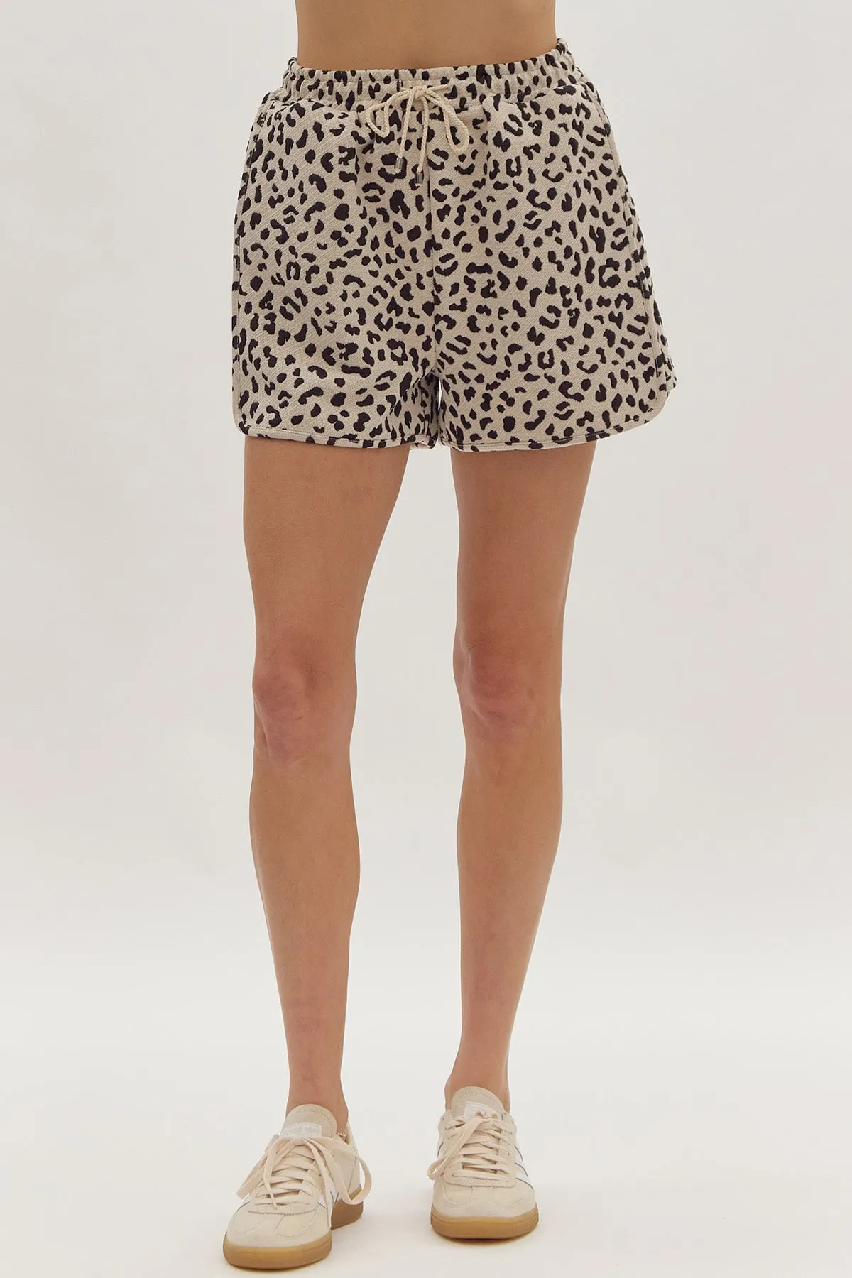Drawstring Animal Print Shorts