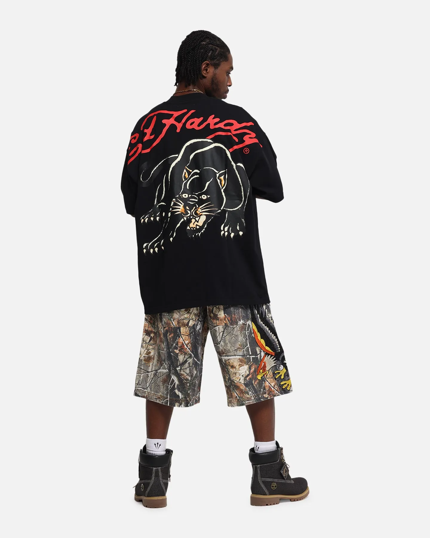 Ed Hardy Oversized Panther T-Shirt Black