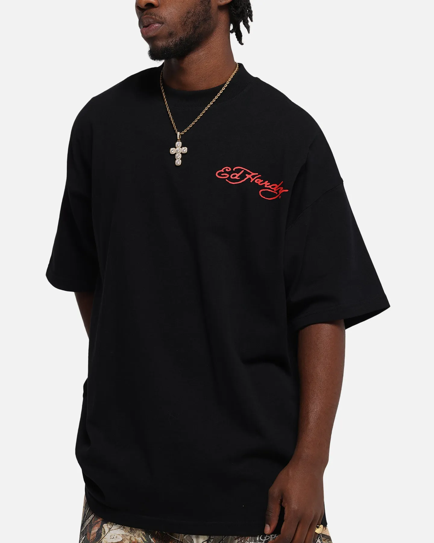 Ed Hardy Oversized Panther T-Shirt Black