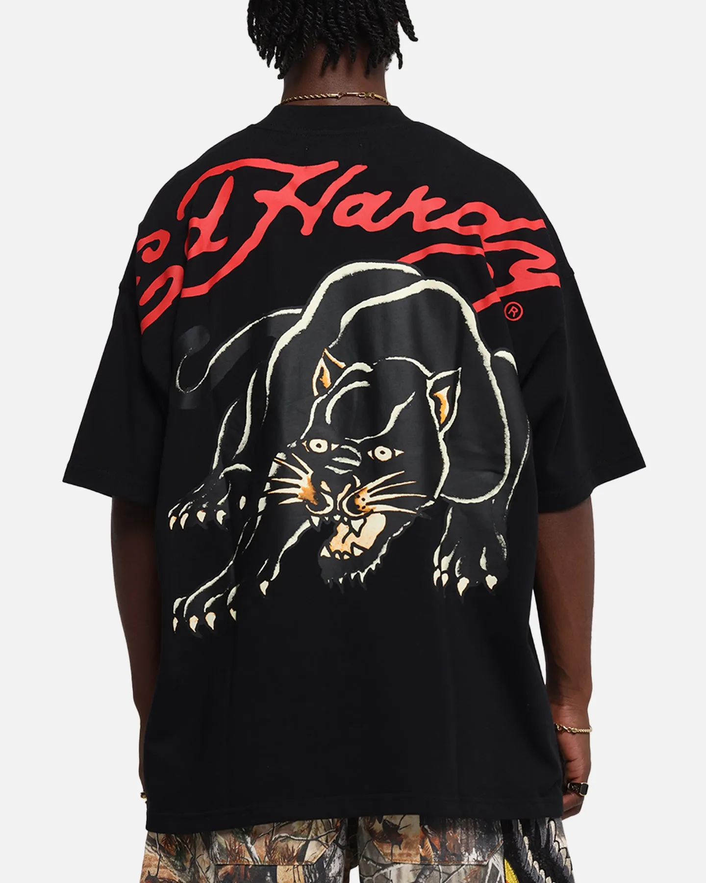 Ed Hardy Oversized Panther T-Shirt Black