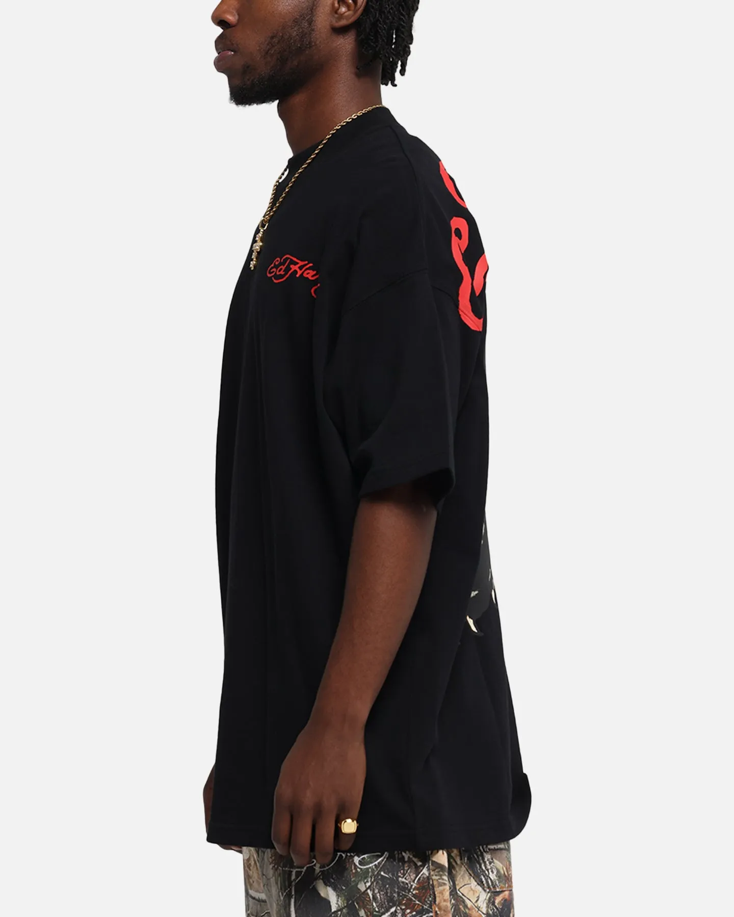 Ed Hardy Oversized Panther T-Shirt Black