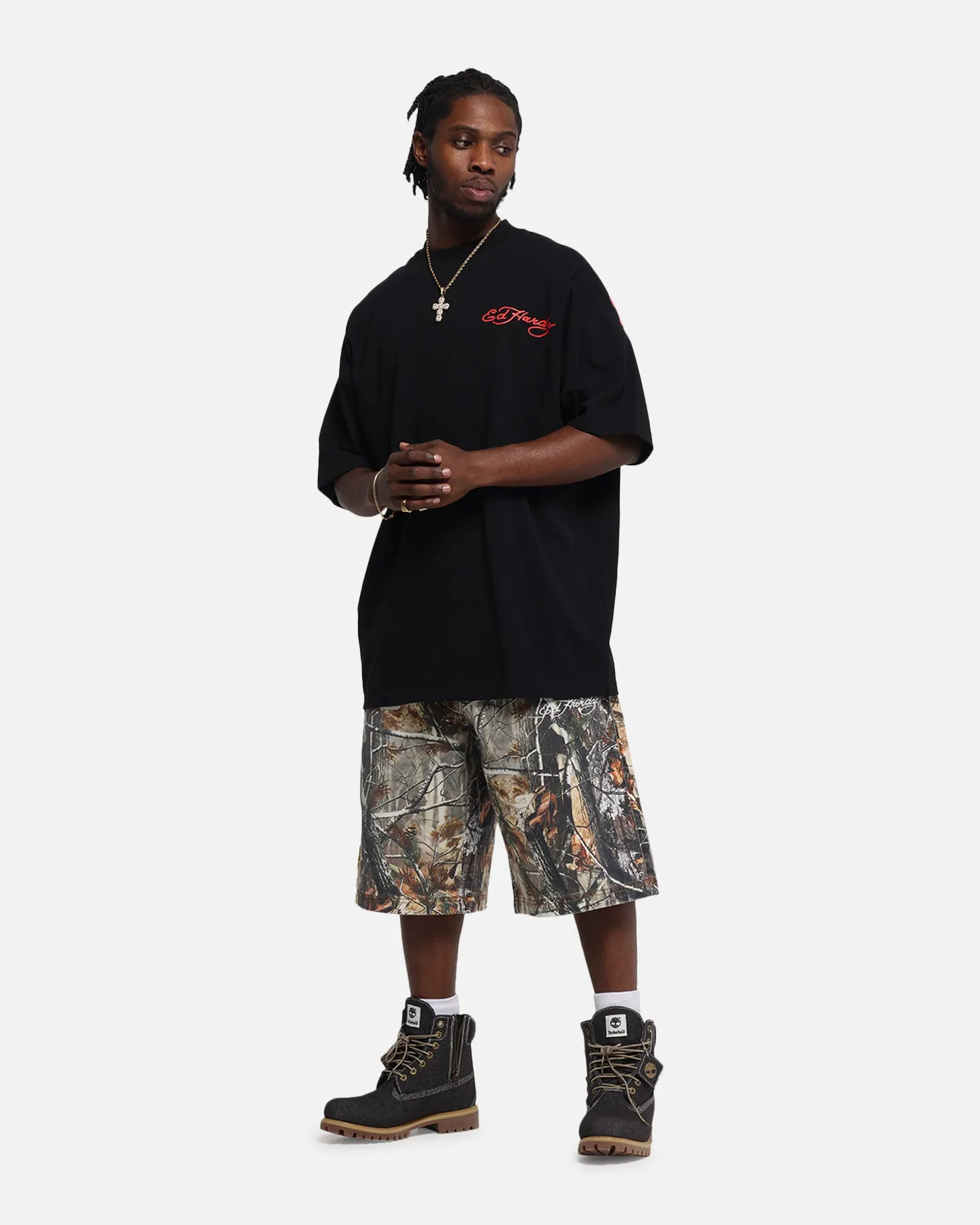 Ed Hardy Oversized Panther T-Shirt Black
