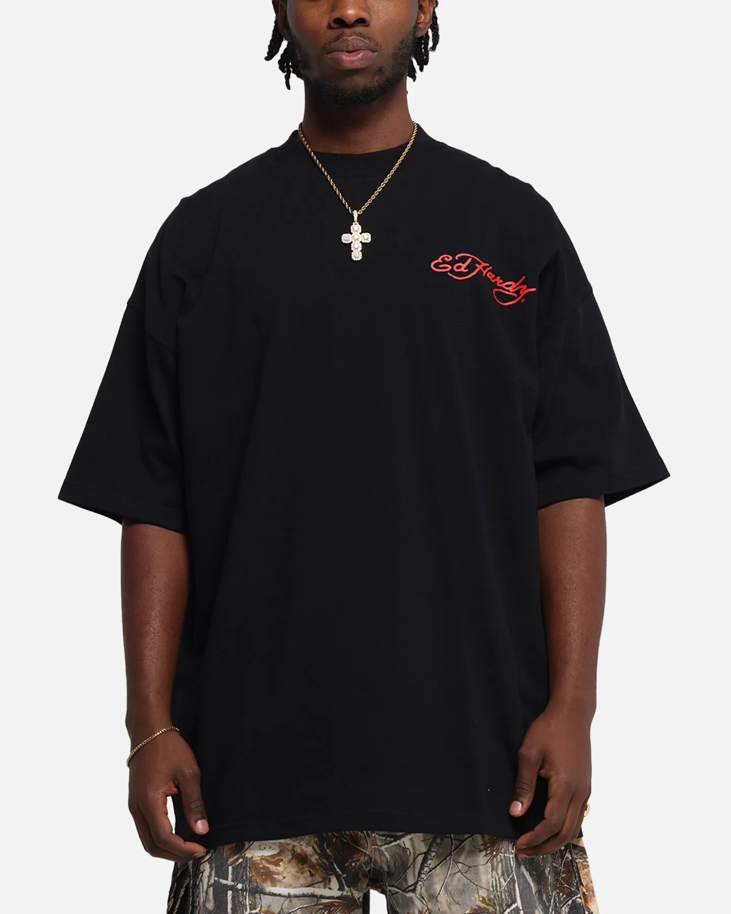 Ed Hardy Oversized Panther T-Shirt Black