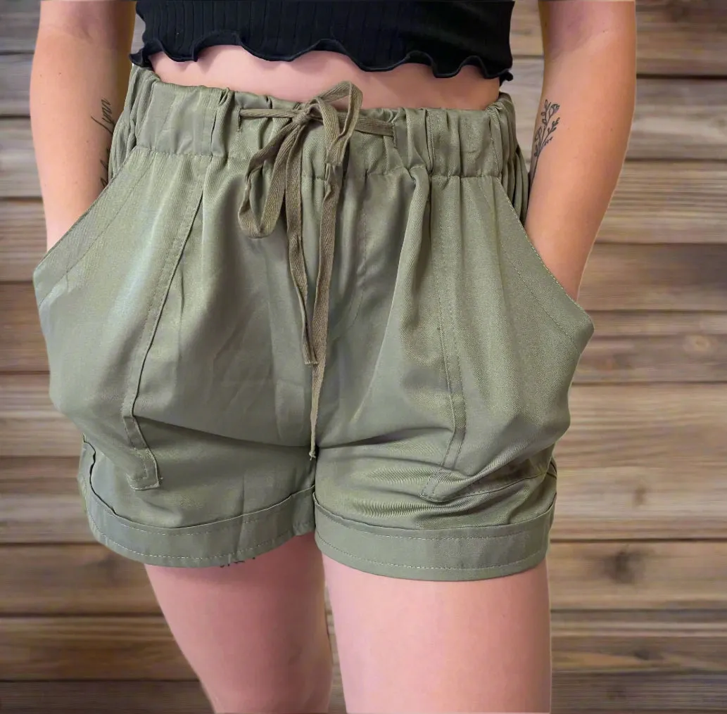 Elastic Drawstring Shorts