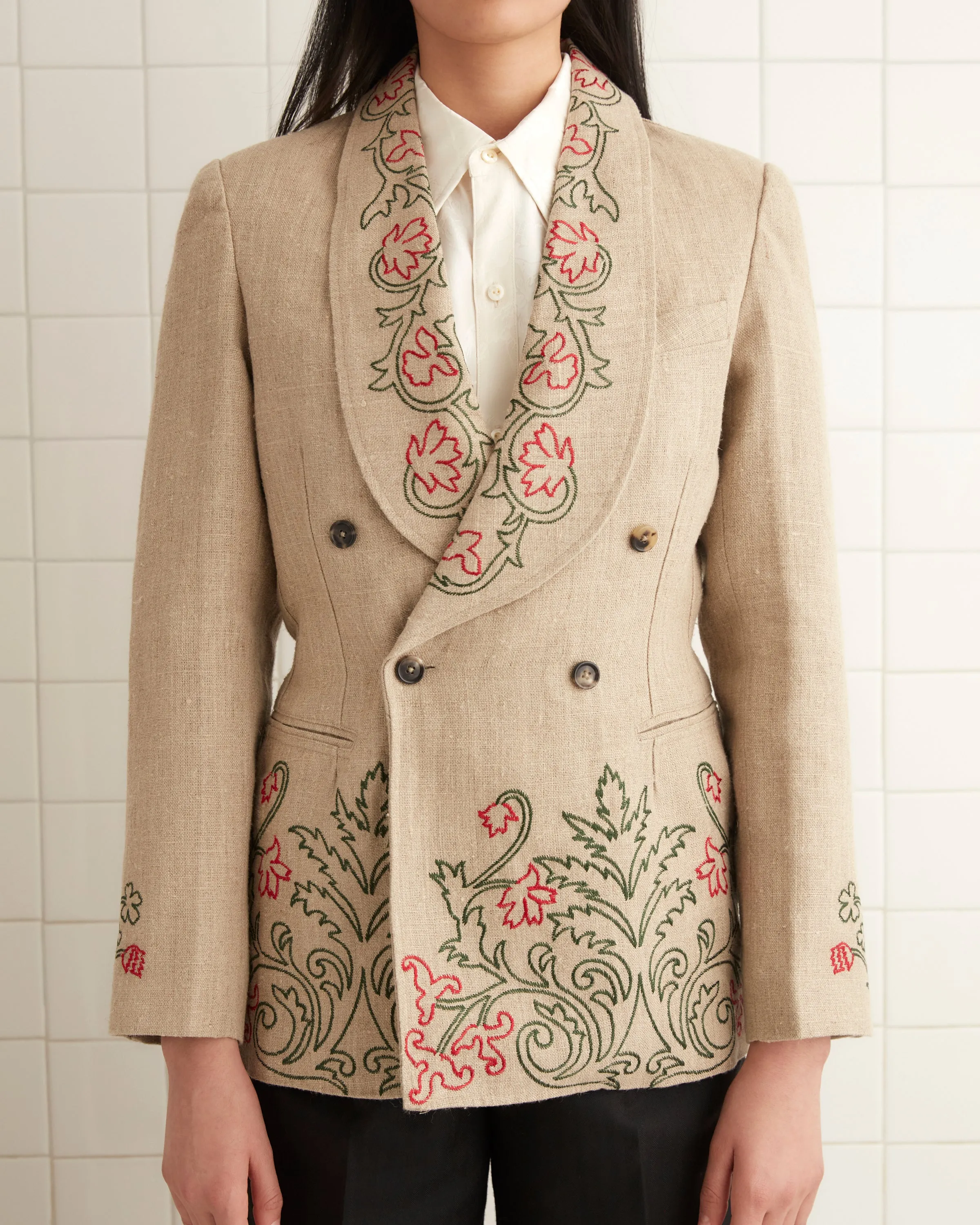 Embroidered Trumpetflower Suit Jacket