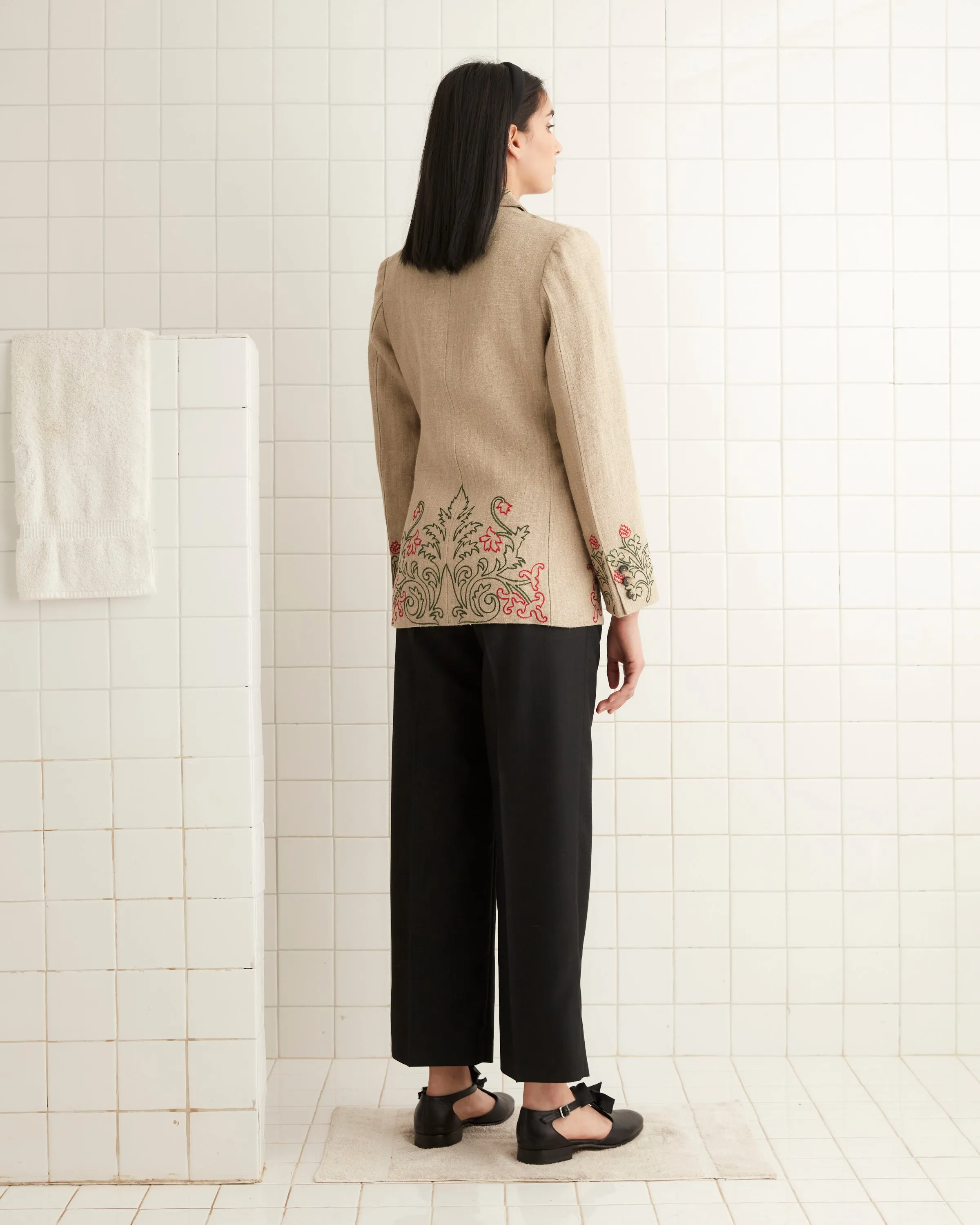 Embroidered Trumpetflower Suit Jacket