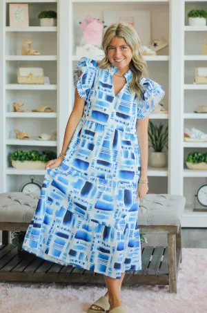 Geometric Blue Dress