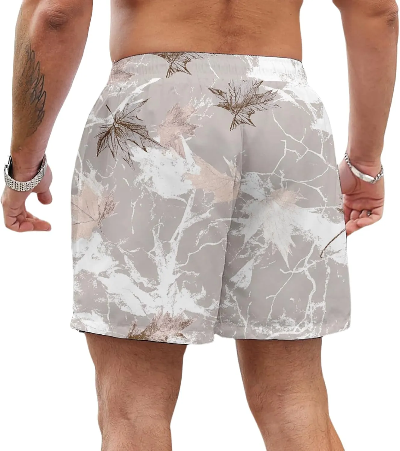Hawaiian Beach Shorts for Men Elastic Waist Drawstring Lightweight Summer Casual Shorts Tropical Vacation Clothing