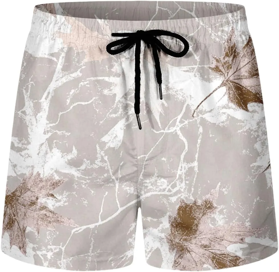 Hawaiian Beach Shorts for Men Elastic Waist Drawstring Lightweight Summer Casual Shorts Tropical Vacation Clothing