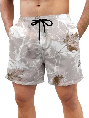 Hawaiian Beach Shorts for Men Elastic Waist Drawstring Lightweight Summer Casual Shorts Tropical Vacation Clothing