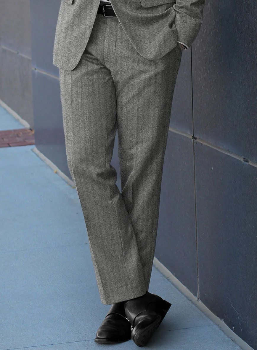 Italian Gray Herringbone Flannel Pants