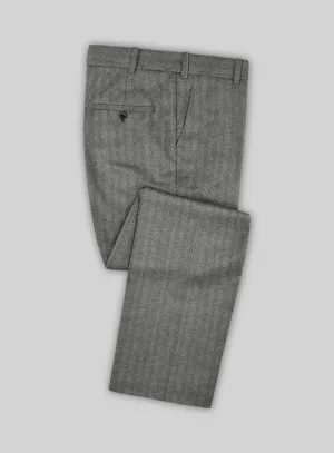 Italian Gray Herringbone Flannel Pants