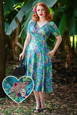 Julia 50s Style Cheetah Sleeved Dress