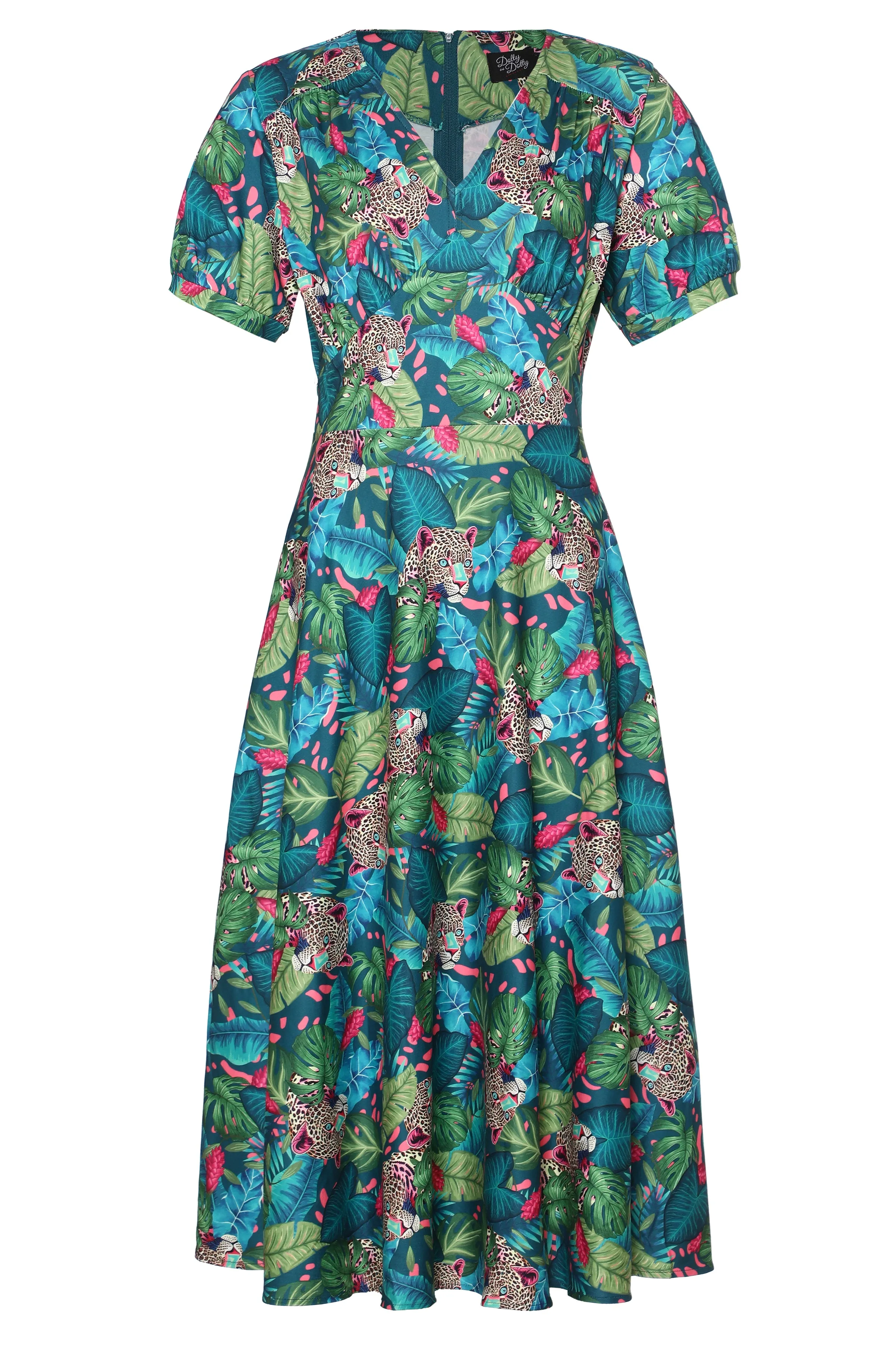 Julia 50s Style Cheetah Sleeved Dress