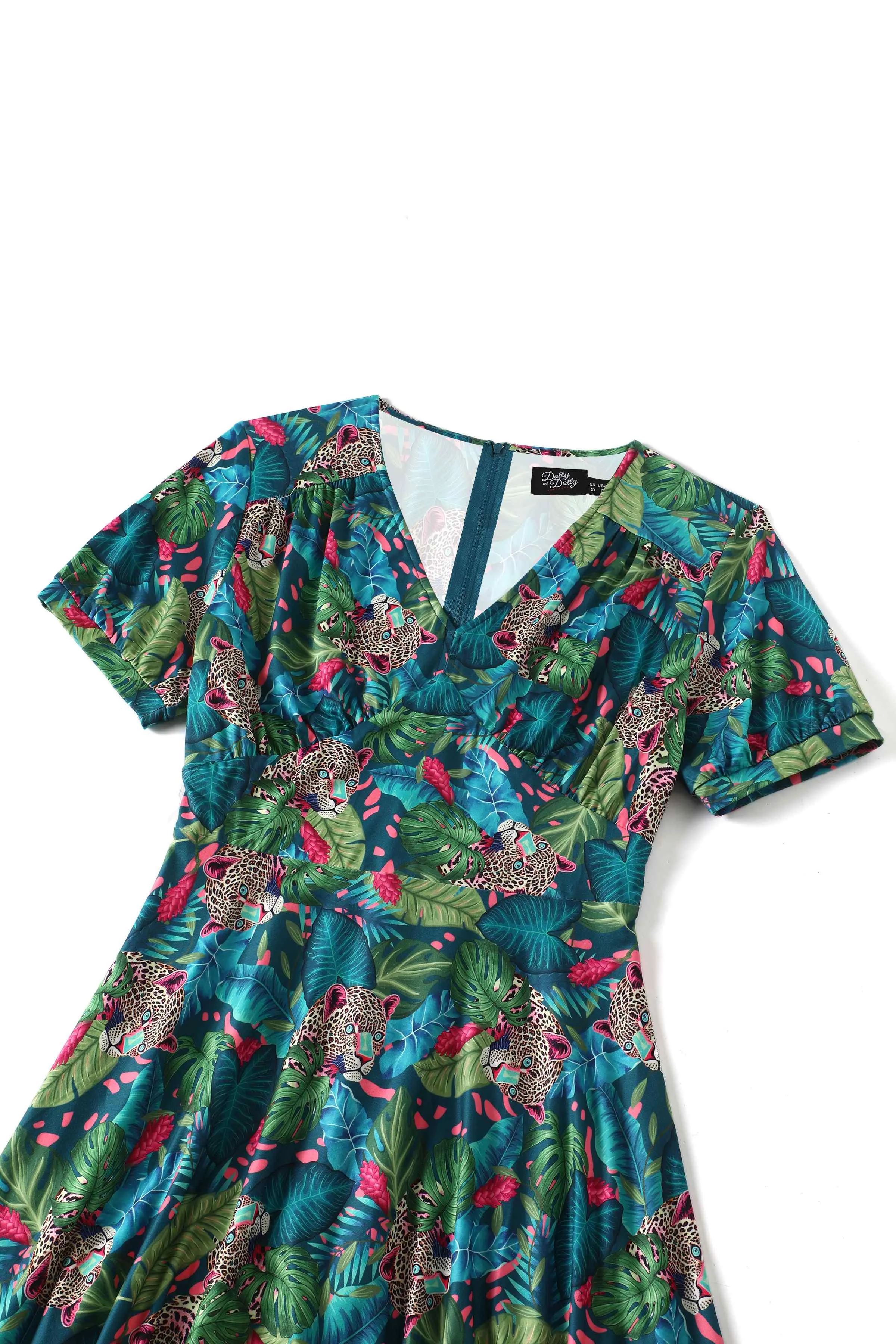 Julia 50s Style Cheetah Sleeved Dress