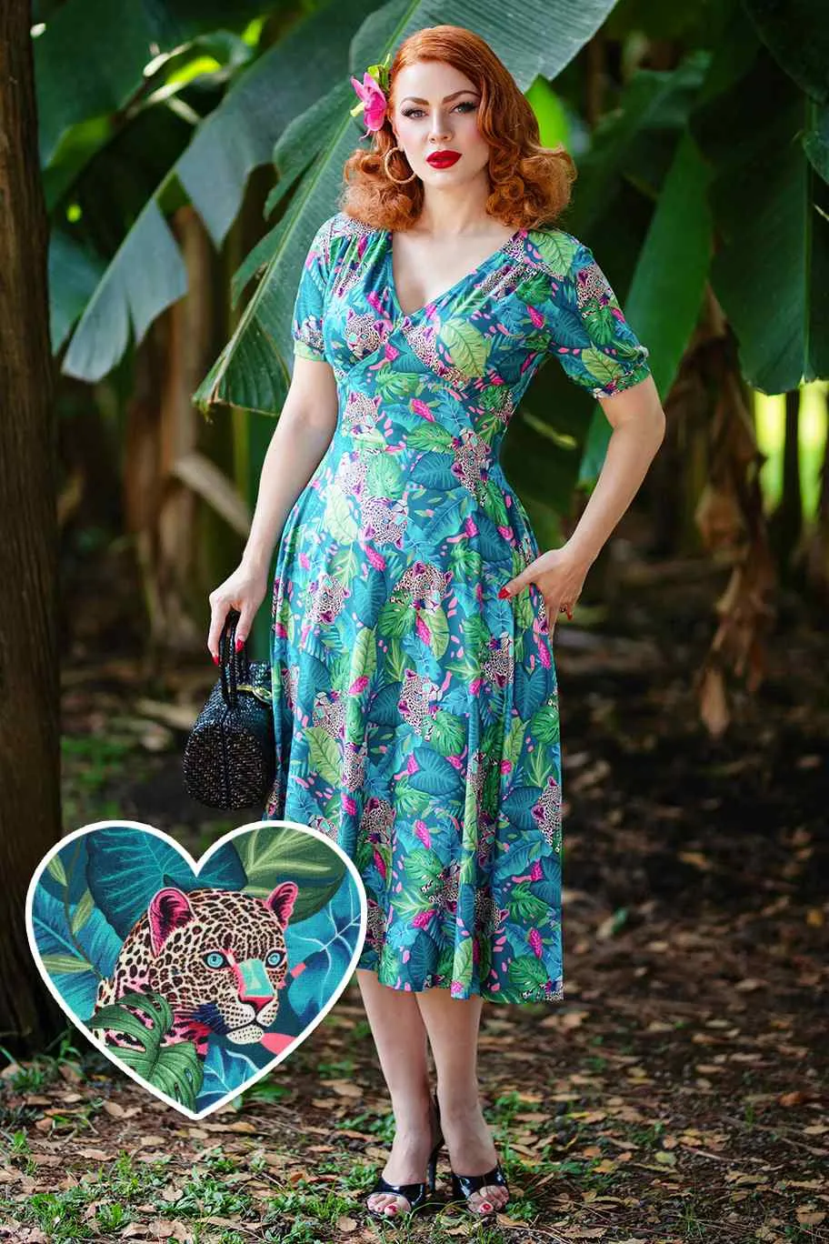 Julia 50s Style Cheetah Sleeved Dress