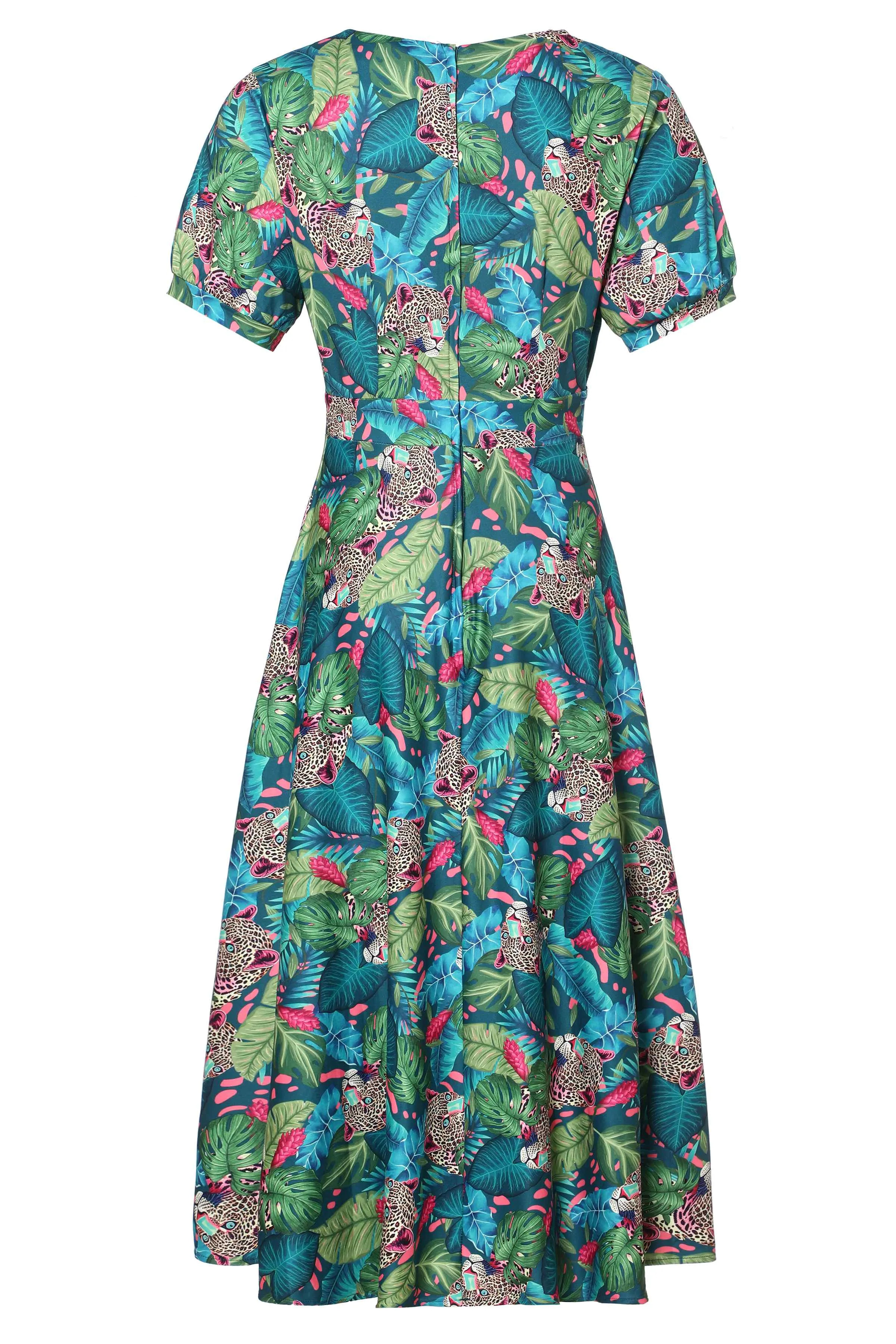 Julia 50s Style Cheetah Sleeved Dress