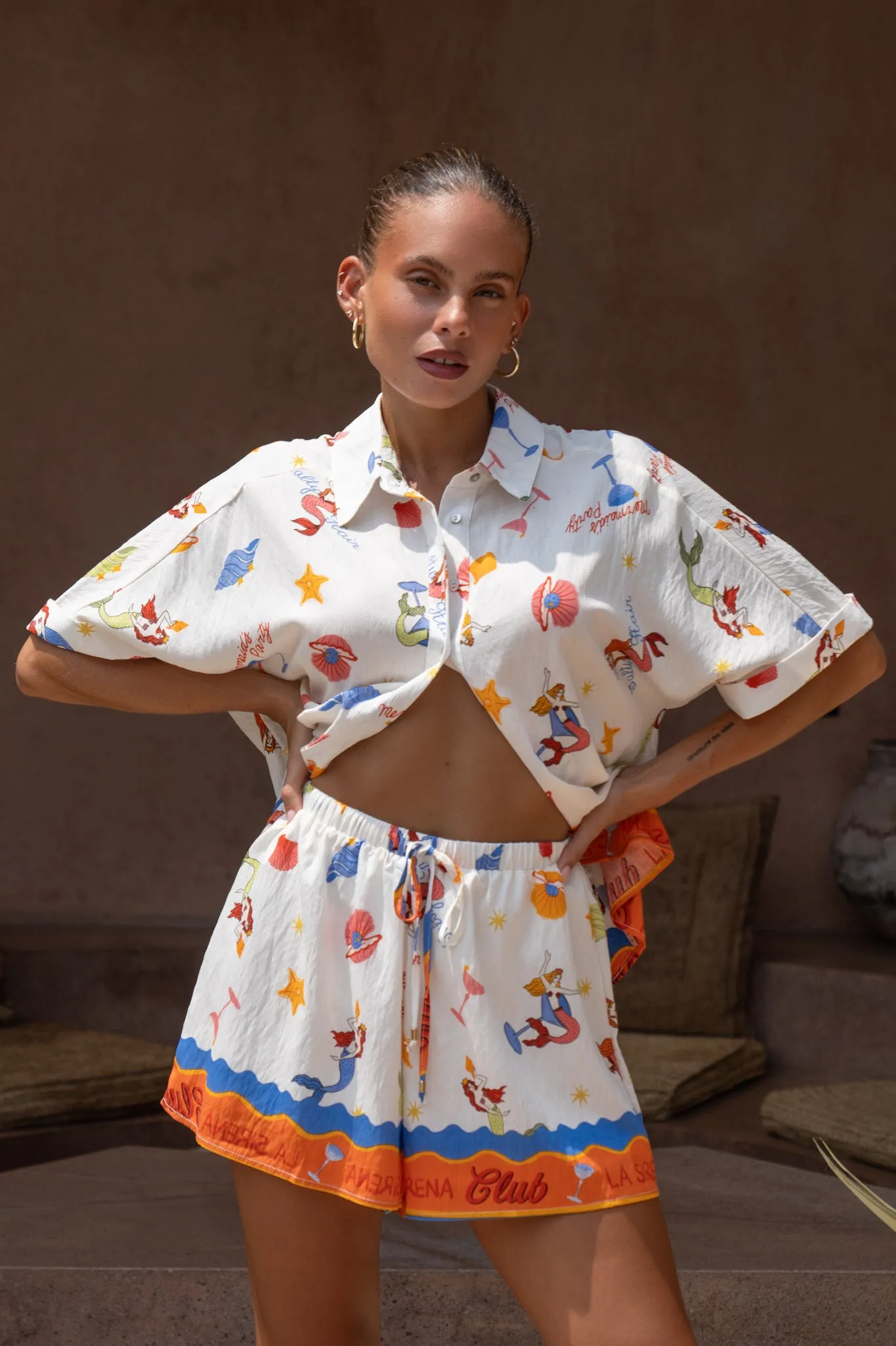 La Sirena Multicolour Abstract Drawstring Shorts