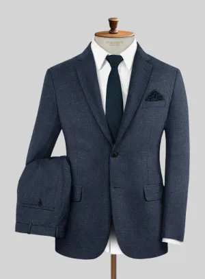 London Loom Dark Blue Nailhead Wool Silk Linen Suit