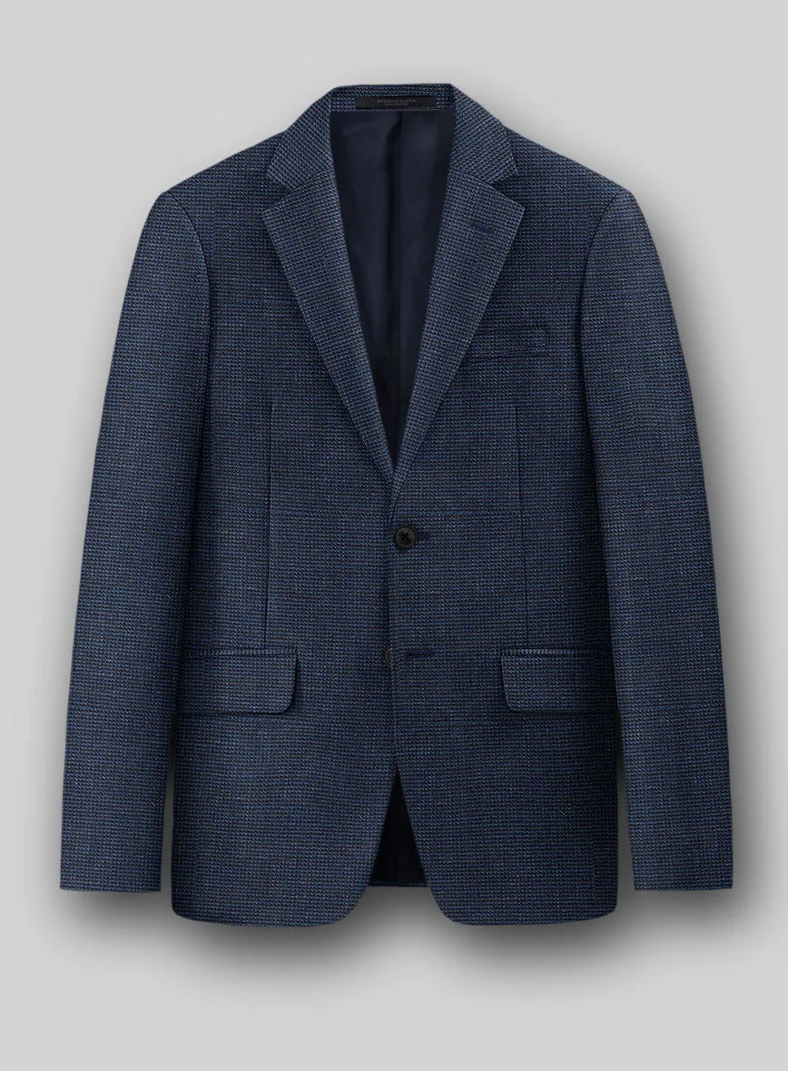 London Loom Dark Blue Nailhead Wool Silk Linen Suit