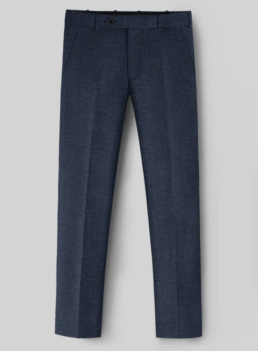 London Loom Dark Blue Nailhead Wool Silk Linen Suit