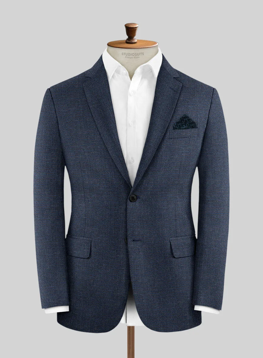 London Loom Dark Blue Nailhead Wool Silk Linen Suit
