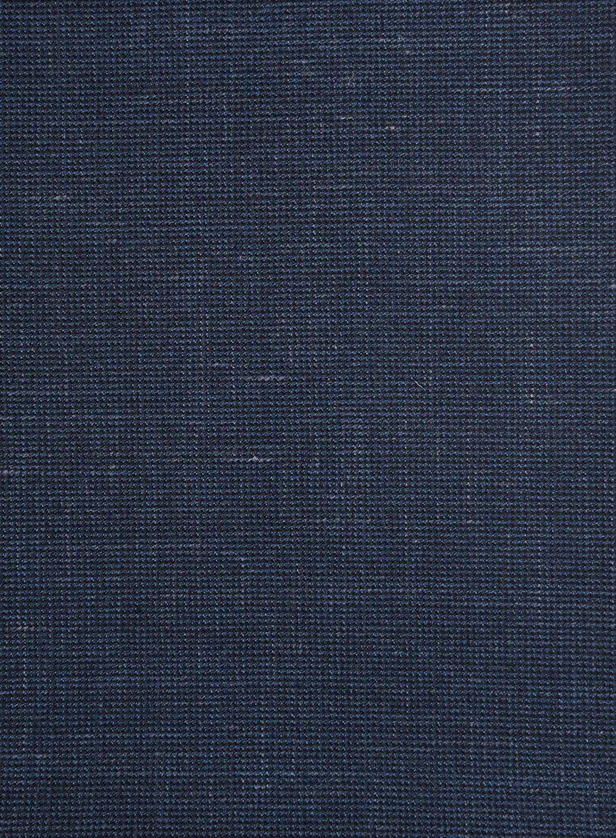 London Loom Dark Blue Nailhead Wool Silk Linen Suit