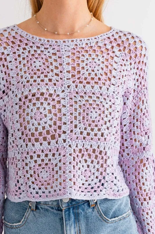 LONG SLEEVE CROCHET TOP