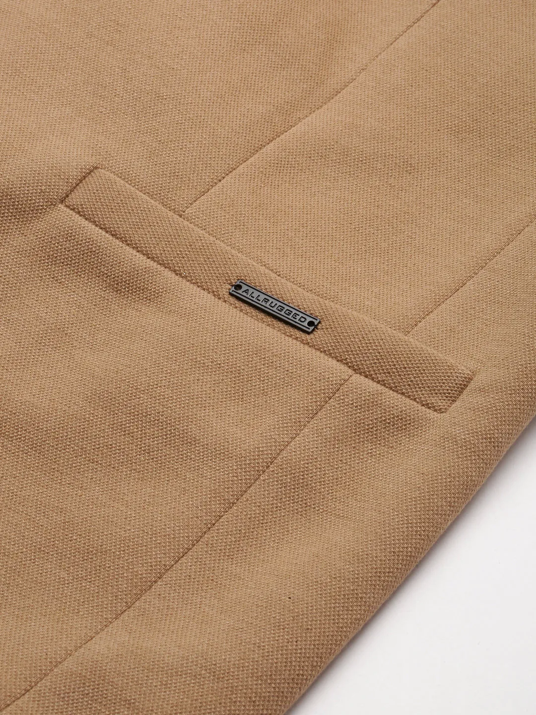 Men Khaki Open Front Casual Blazer