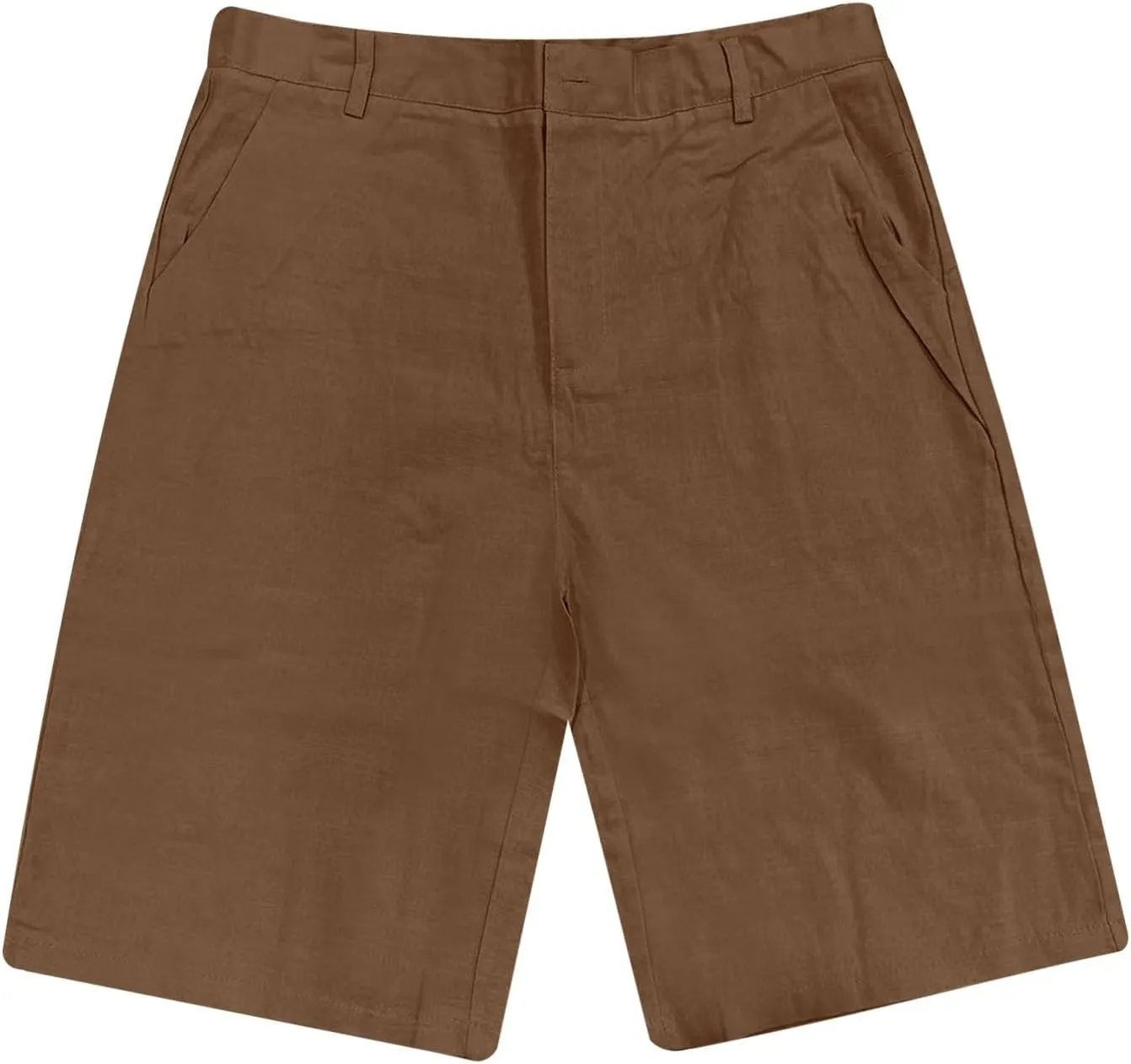 Mens Linen Cotton Shorts Casual Elastic Waist Drawstring Lightweight Summer Beach Shorts with Pockets