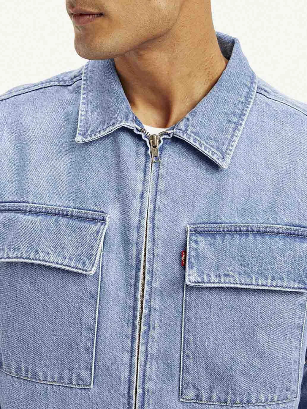 Men's Solid Light Blue Denim Shacket