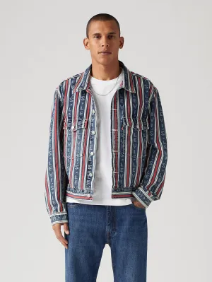 Men's Striped Multicolor Denim Jacket