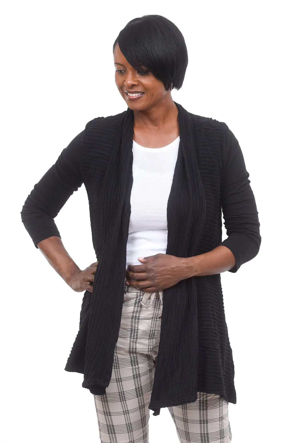 Mineral Wash Wave Cardigan, Black
